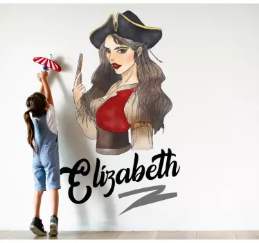 Pirate girl seinätarra lastenhuoneeseen - Tenstickers