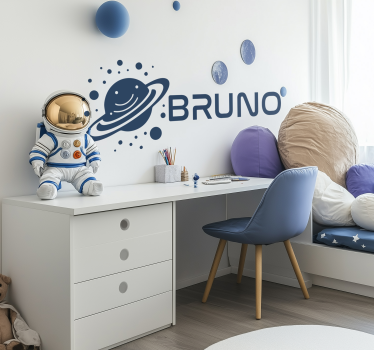 Planeetta ja mukautettu nimi avaruus seinätarra - Tenstickers