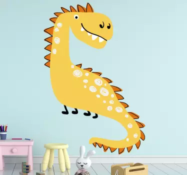 Pohjoismainen dinosaurus keltainen piirretty Dinosaurustarra - Tenstickers