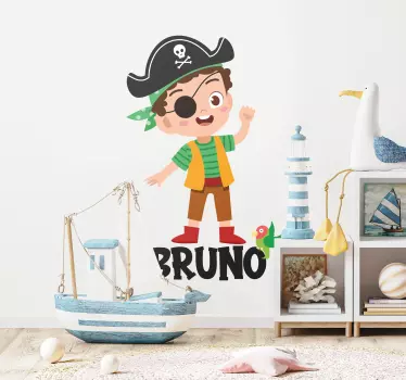 Poika merirosvo lastenhuone seinätarra - Tenstickers