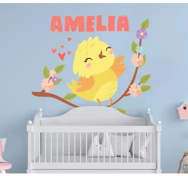 Poikasen poika nimen ja kukkien kanssa lintutarrat - Tenstickers