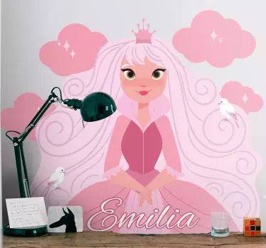 Prinsessahahmon mukauttaminen seinätarra lastenhuone - Tenstickers