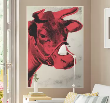 Punainen lehmän silkkipaino valokuvatapetti - Tenstickers