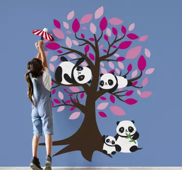 Puu pandan kanssa lasten seinätarra - Tenstickers