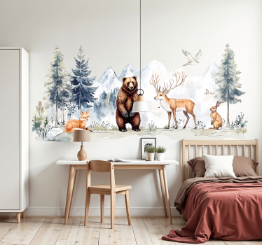 Realistinen piirretty metsä seinätarra - Tenstickers