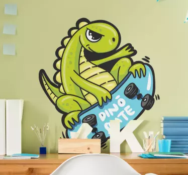 Rullalautaileva dinosaurushahmo dinosaurus tarra - Tenstickers