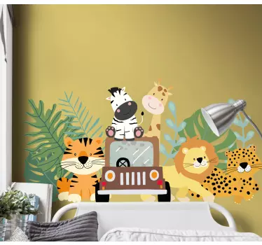 Safari-eläimet, joissa on seepra-leijona ja kirahvi sänkypäätytar - Tenstickers
