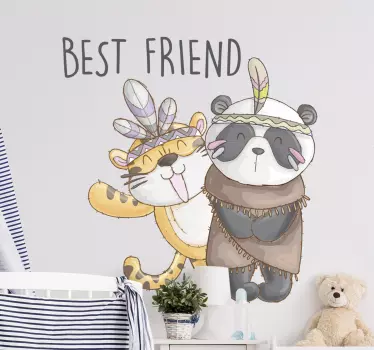 Sarjakuva panda & tiikeri kuva valokuvatapetti - Tenstickers