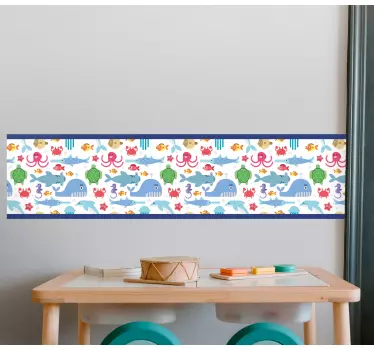 Sarjakuva vedenalainen elämä koristereunus seinätarra - Tenstickers