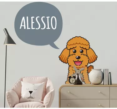 Sarjakuvahahmo onnellinen villakoira koiratarra ja kissatarra - Tenstickers
