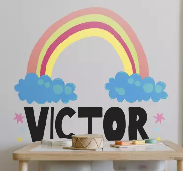 Sateenkaari pilvi nimi seinätarra lastenhuone - Tenstickers