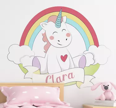 Sateenkaari yksisarvinen satu seinätarra - Tenstickers