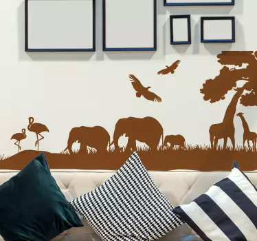 Kaunis savannah siluetti sisustustarra olohuoneeseen - Tenstickers