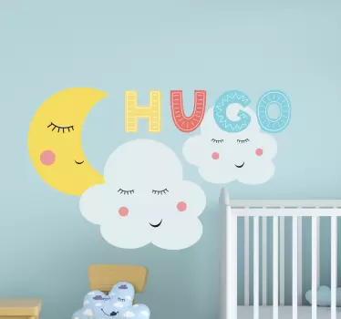 Seinätarra lastenhuone kuu ja pilvimaalaus - Tenstickers