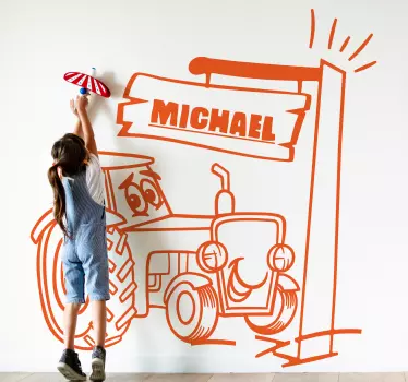 Seinätarra lastenhuone leikkisä traktoriskenaario - Tenstickers