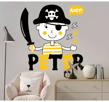 Seinätarra lastenhuone merirosvohahmolla - Tenstickers