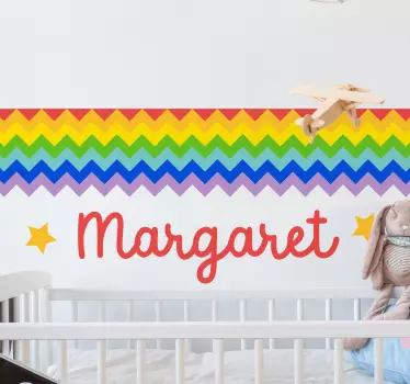 Seinätarra lastenhuone sateenkaaren siksak-kuvioilla - Tenstickers