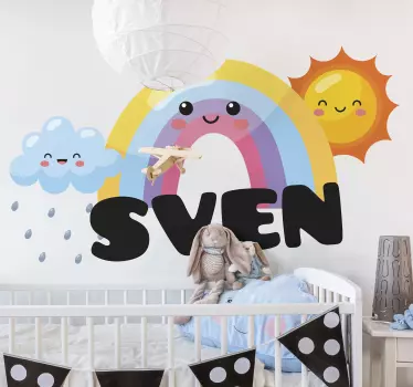 Seinätarra lastenhuone satumainen sateenkaariskenaario - Tenstickers