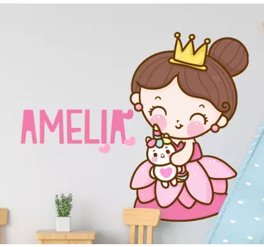 Seinätarra lastenhuone suloinen prinsessahahmo - Tenstickers