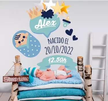 Seinätarra lastenhuone vauvan syntymäilmoitus - Tenstickers