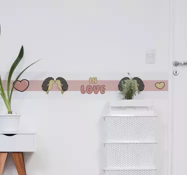 Siili pari suutelee koristereunus tarra - Tenstickers