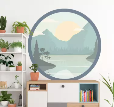Siluetti vuori järven kanssa luontotarra - Tenstickers