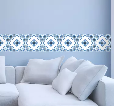 Sininen ja valkoinen geometrinen laatta tarra - Tenstickers