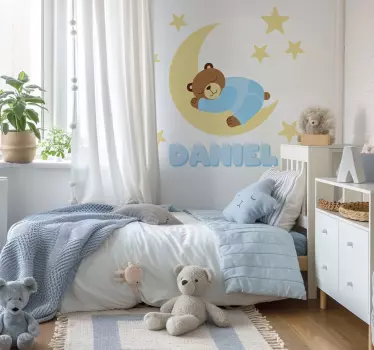 Sininen onnellisten unien karhu personoitava nukketarra - Tenstickers