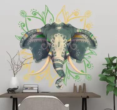 Seinätarra mandala ja elefantti - Tenstickers
