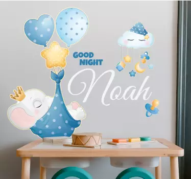 Söpö elefantti pojalle nimeltä seinätarra lastenhuone - Tenstickers