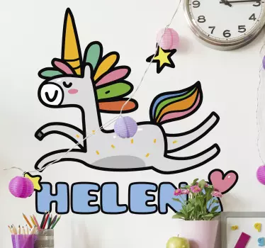 Söpö juokseva yksisarvinen seinätarra lastenhuone - Tenstickers