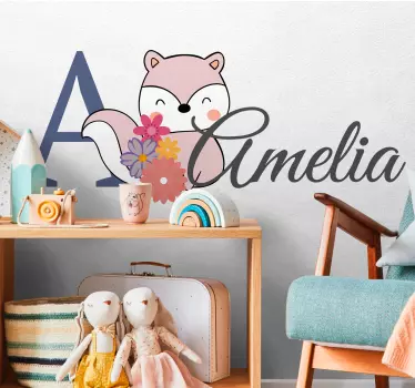 Seinätarra lastenhuone vauvan kettu nimellä - Tenstickers