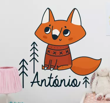 Söpö kettu seinätarra lastenhuone - Tenstickers