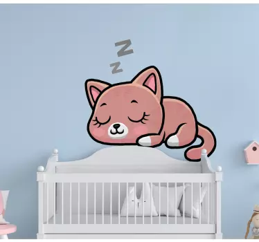 Söpö kissa nukkuva sarjakuva koiratarra ja kissatarra - Tenstickers