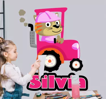 Söpö kissa traktori seinätarra lastenhuone - Tenstickers