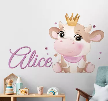 Söpö lehmä tytölle nimeltä seinätarra lastenhuone - Tenstickers