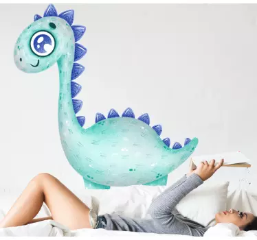 Söpö pieni vaaleansininen dinosaurus seinätarra lastenhuone - Tenstickers