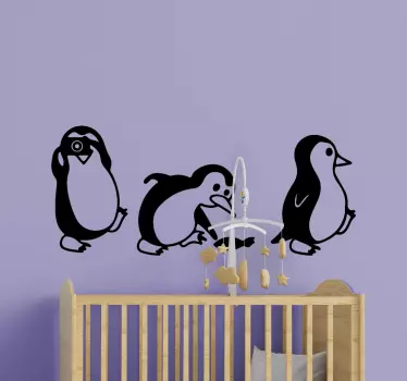Söpö pingviinit kävely Lintutarrat - Tenstickers