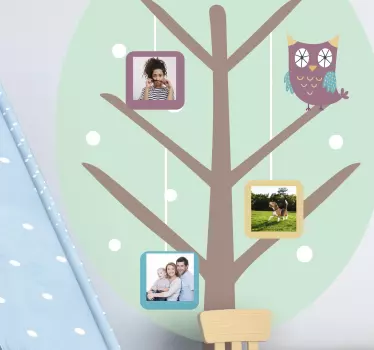 Söpö pöllöpuu seinätarra lastenhuone - Tenstickers