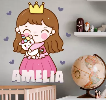 Mukautettu prinsessakuvitus seinätarra lastenhuone - Tenstickers