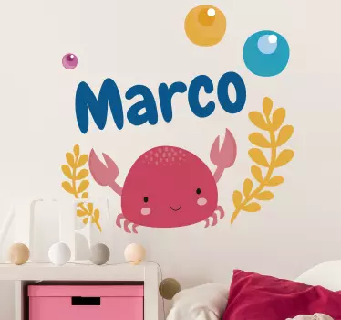 Söpö rapu personointi eläin seinätarra - Tenstickers