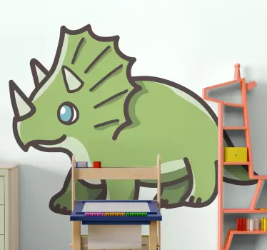 Söpö sarjakuva dinosaurus triceratops Dinosaurustarra - Tenstickers