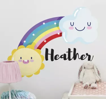 Söpö sateenkaari ja aurinko seinätarra lastenhuone - Tenstickers
