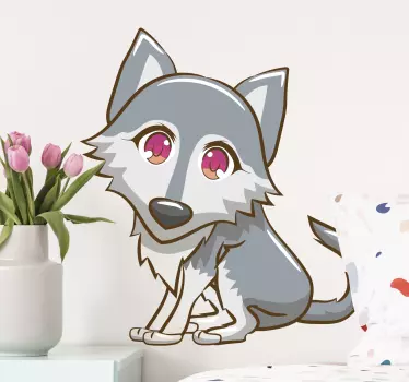 Söpö susi japanilainen animaatio Villieläintarrat - Tenstickers