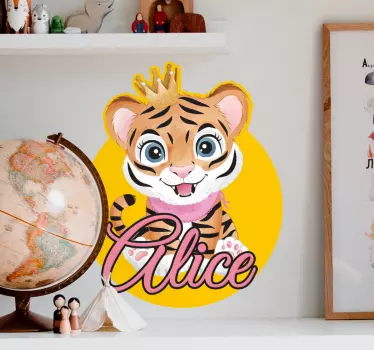 Söpö tiikeri tytölle nimeltä seinätarra lastenhuone - Tenstickers