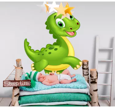 Söpö vihreä dinosaurus tarra - Tenstickers