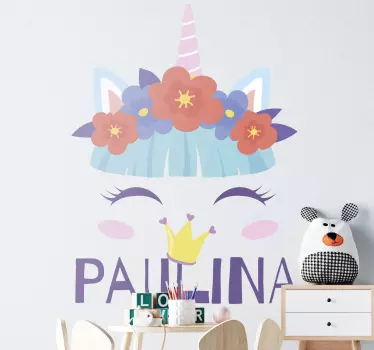 Söpö yksisarvinen kasvot seinätarra lastenhuone - Tenstickers