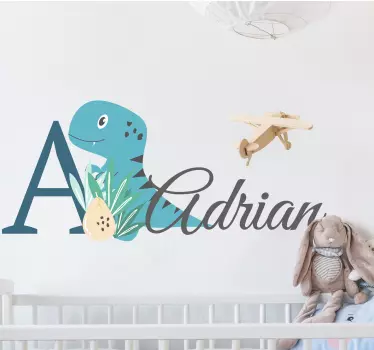 Söpöjä eläimiä dino nimellä seinätarra lastenhuone - Tenstickers