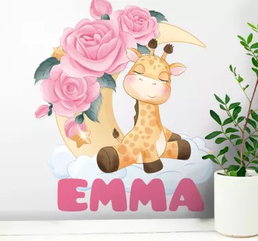 Söpöjä eläimiä kirahvi nimeltä seinätarra lastenhuone - Tenstickers