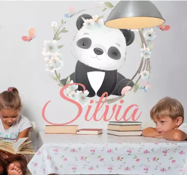 Söpöjä eläimiä panda nimellä seinätarra lastenhuone - Tenstickers